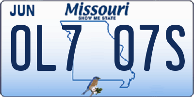 MO license plate OL7O7S