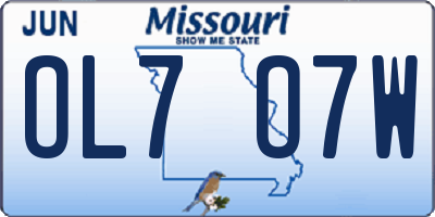 MO license plate OL7O7W