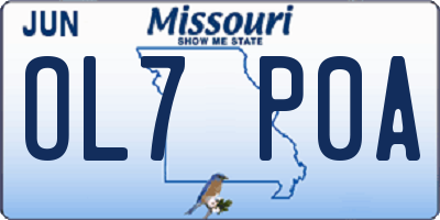 MO license plate OL7P0A