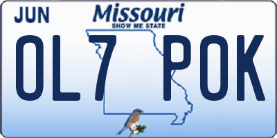 MO license plate OL7P0K