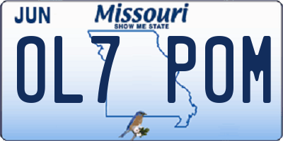 MO license plate OL7P0M
