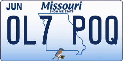 MO license plate OL7P0Q