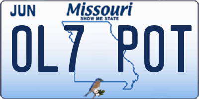 MO license plate OL7P0T