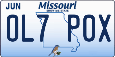 MO license plate OL7P0X