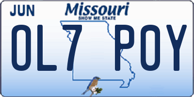 MO license plate OL7P0Y