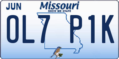 MO license plate OL7P1K
