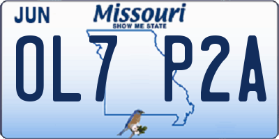 MO license plate OL7P2A