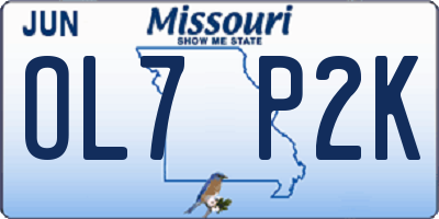 MO license plate OL7P2K
