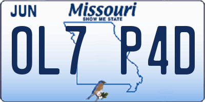 MO license plate OL7P4D