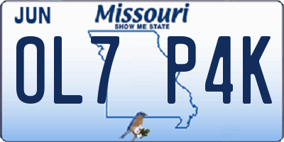 MO license plate OL7P4K