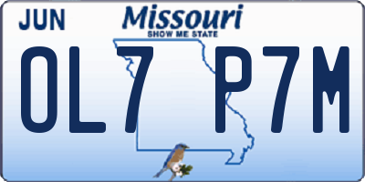 MO license plate OL7P7M