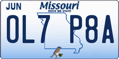 MO license plate OL7P8A
