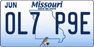 MO license plate OL7P9E