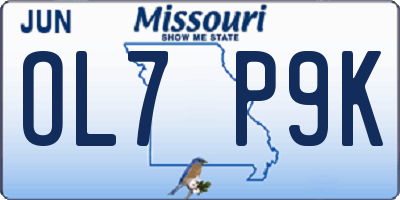 MO license plate OL7P9K