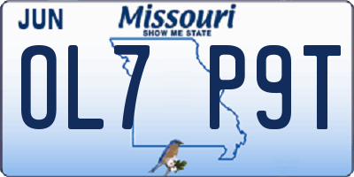 MO license plate OL7P9T
