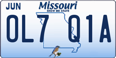 MO license plate OL7Q1A