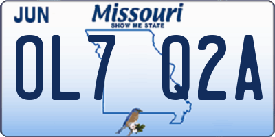 MO license plate OL7Q2A