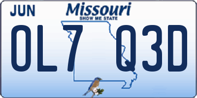 MO license plate OL7Q3D