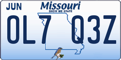 MO license plate OL7Q3Z