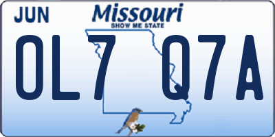 MO license plate OL7Q7A