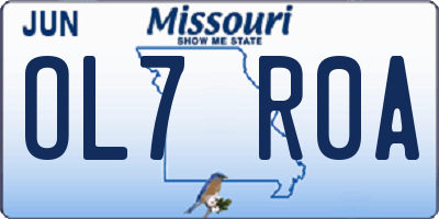 MO license plate OL7R0A