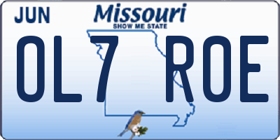 MO license plate OL7R0E
