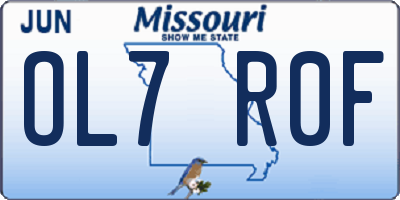 MO license plate OL7R0F