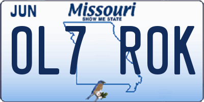 MO license plate OL7R0K