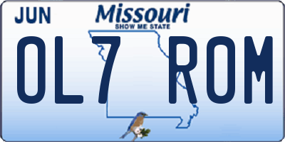 MO license plate OL7R0M