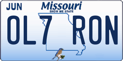 MO license plate OL7R0N