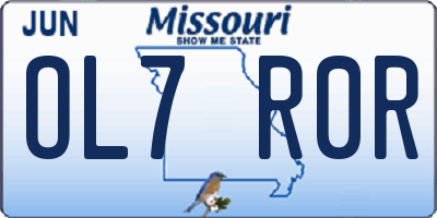 MO license plate OL7R0R