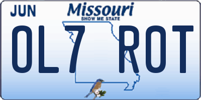 MO license plate OL7R0T