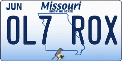 MO license plate OL7R0X