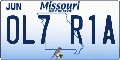MO license plate OL7R1A