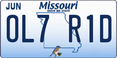MO license plate OL7R1D