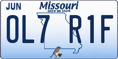 MO license plate OL7R1F