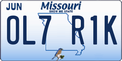 MO license plate OL7R1K
