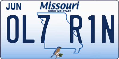 MO license plate OL7R1N