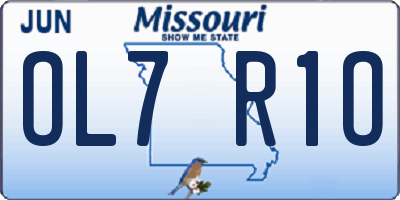 MO license plate OL7R1O