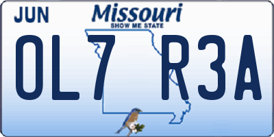 MO license plate OL7R3A