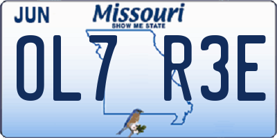 MO license plate OL7R3E