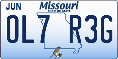 MO license plate OL7R3G