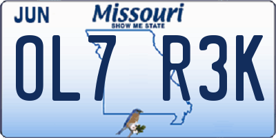 MO license plate OL7R3K