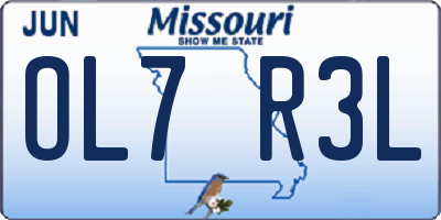 MO license plate OL7R3L