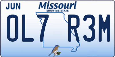 MO license plate OL7R3M