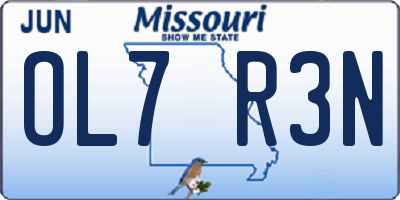 MO license plate OL7R3N