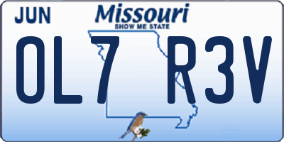 MO license plate OL7R3V