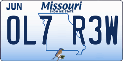 MO license plate OL7R3W