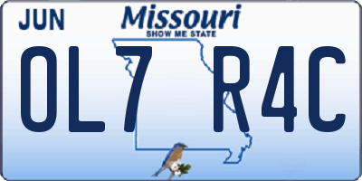 MO license plate OL7R4C