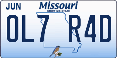 MO license plate OL7R4D